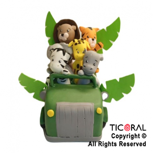 ADORNO AUTO CON ANIMALITOS DE LA SELVA A. PORCELANA FRIA x 1